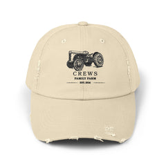 Distressed Tractor Cap — "Crews Family Farm" Vintage Farmers Hat