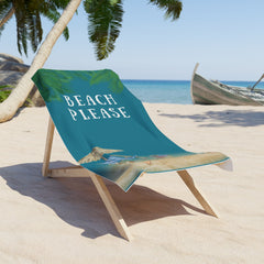 Beach Towel — "Beach Please" Tropical Palm Print Beach Towel