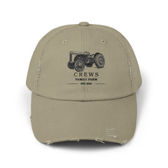 Distressed Tractor Cap — "Crews Family Farm" Vintage Farmers Hat