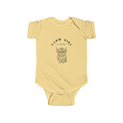 Baby Bodysuit - "Farm Girl" Cute Highland Cow Infant Onesie