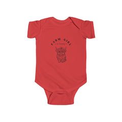 Baby Bodysuit - "Farm Girl" Cute Highland Cow Infant Onesie