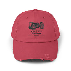 Distressed Tractor Cap — "Crews Family Farm" Vintage Farmers Hat