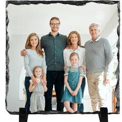LOUISMIAA Personalized Picture Frame - Custom Photo Stone Rock Slate Plaque Frames Customized Gifts for Mothers Fathers Day Valentines Day Wedding Birthday Christmas Square Shape 7.9 * 7.9 in