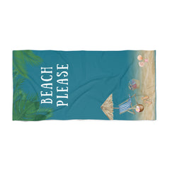 Beach Towel — "Beach Please" Tropical Palm Print Beach Towel