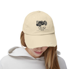 Distressed Tractor Cap — "Crews Family Farm" Vintage Farmers Hat