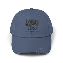 Distressed Tractor Cap — "Crews Family Farm" Vintage Farmers Hat